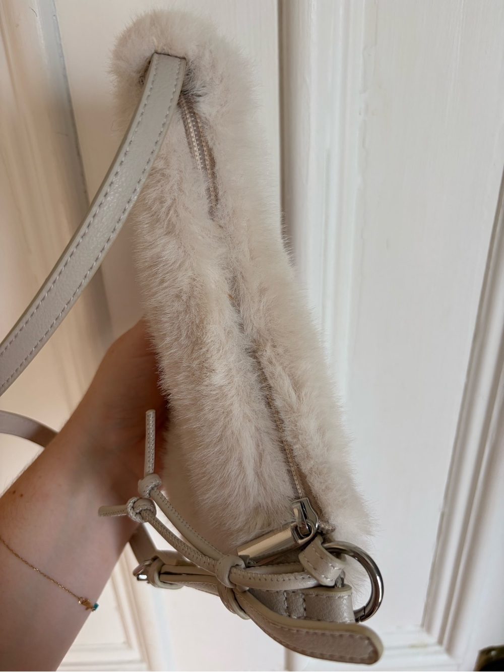 Zara Faux Fur Shoulder Bag with Adjustable Strap - Picture 7 of 8